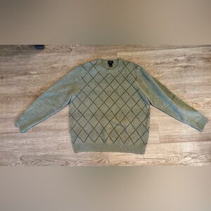 Brooks Brothers Scottish Wool Green Diamond Crewneck Sweater - XL
